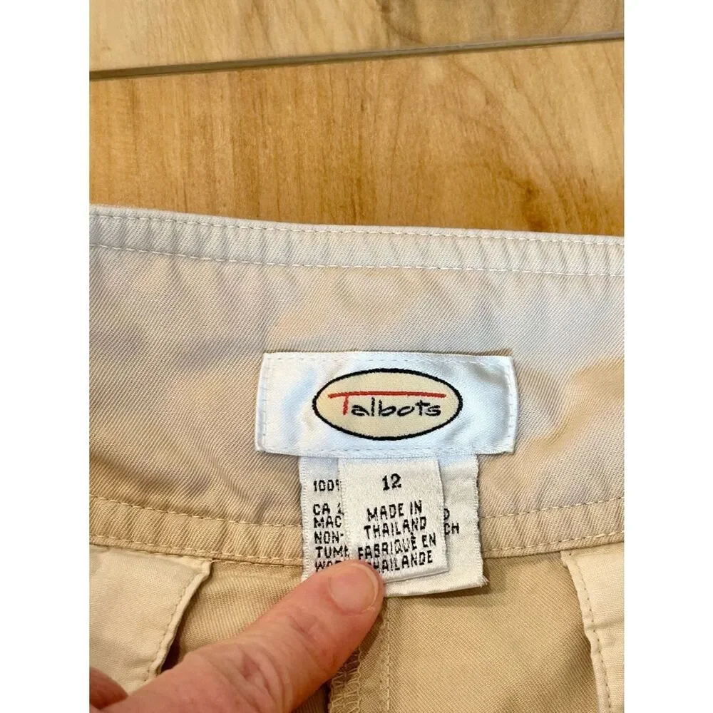 Talbots Cotton Cargo Shorts Cream/Tan Size 12